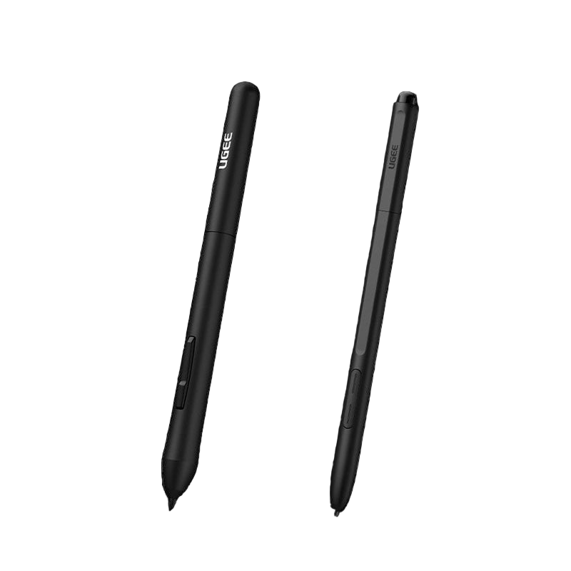 Two black styluses with 'Ugee' branding on a white background