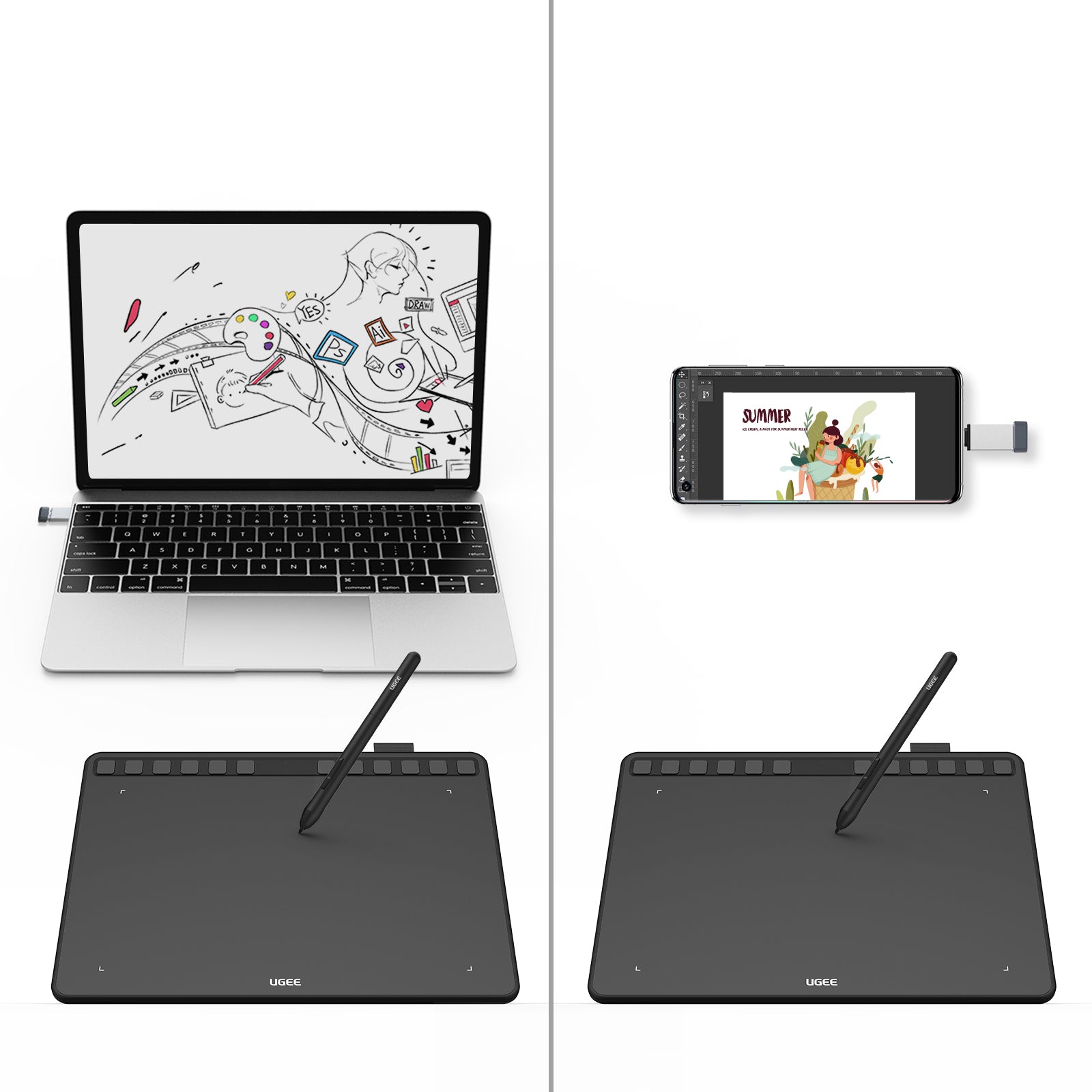 Tableta de dibujo UGEE S1060W - Versión inalámbrica